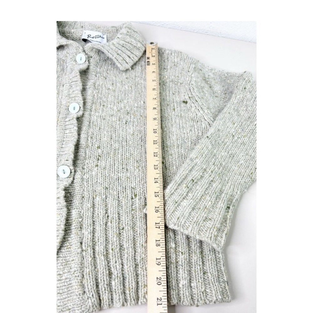 Rossan Donegal Large Wool Neutral Oatmeal Sweater Cardigan Button Up EUC - Picture 3 of 6